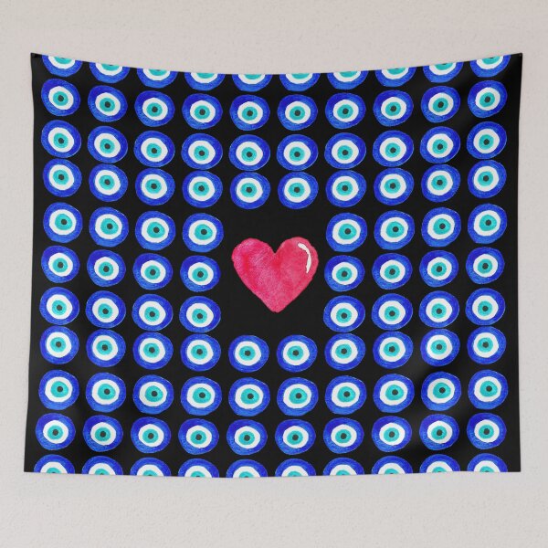 Item preview, Evil Eye Protected Heart black background designed and sold by laurabethlove.