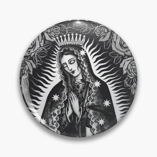 Item preview, Virgen Mary Rose Wall in Black & White designed and sold by zrvby.