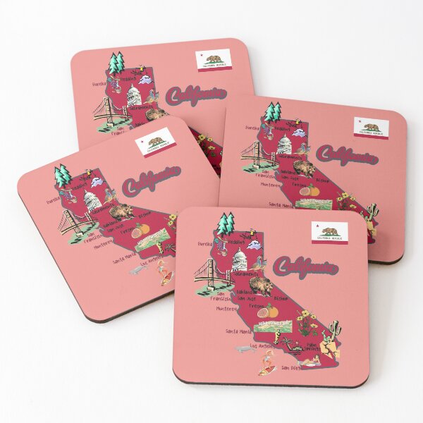 Item preview, California tourist map with landmarks and famous symbols designed and sold by mashmosh.