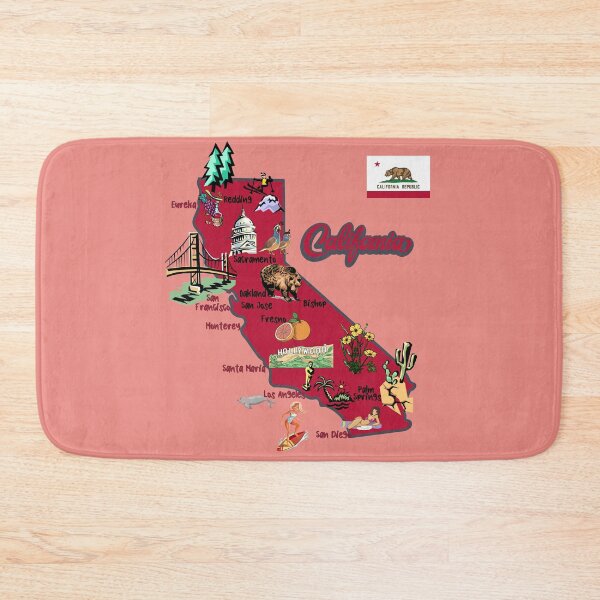 Item preview, California tourist map with landmarks and famous symbols designed and sold by mashmosh.
