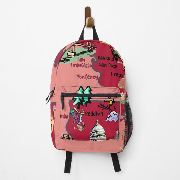 Item preview, California tourist map with landmarks and famous symbols designed and sold by mashmosh.