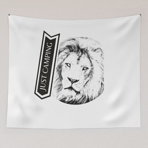 Item preview, Lion Just Camping Warning Sign designed and sold by Rainbows Rock.