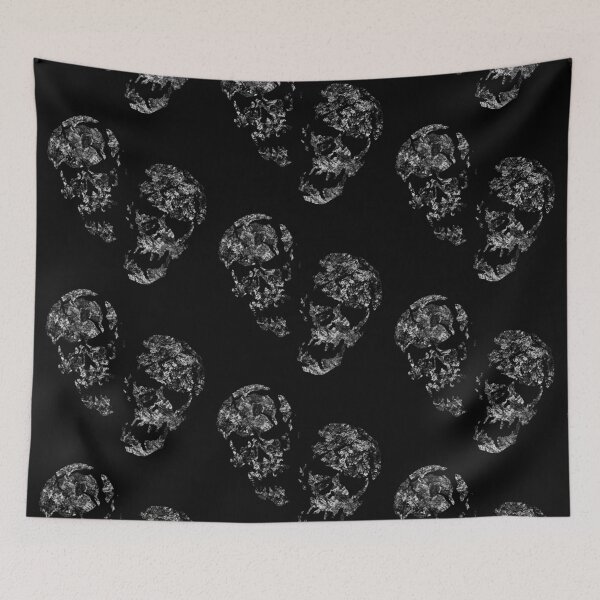 Item preview, white leaves in darkest skies abstract skulls designed and sold by TitaCris.