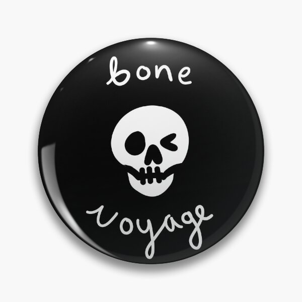 Item preview, Bone Voyage Winking Skeleton Skull Halloween Pun designed and sold by emDesign123.