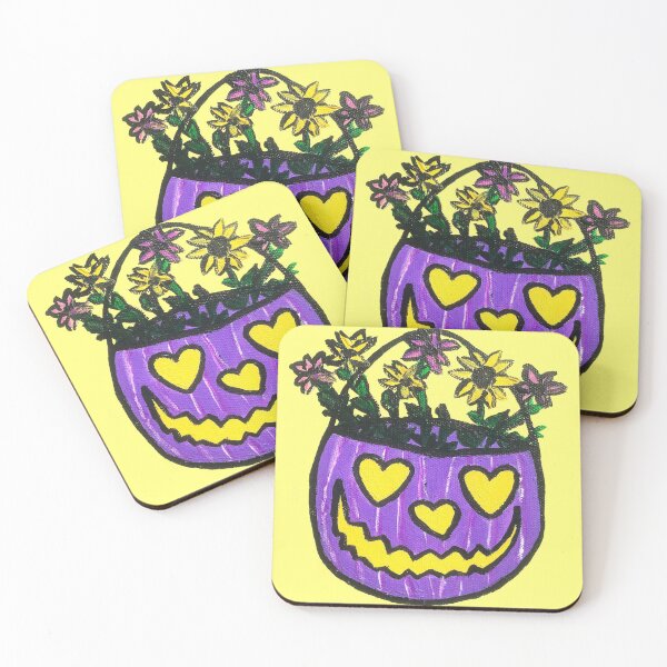 Item preview, Purple Pumpkin Pail with Flowers designed and sold by BleedStainArt.