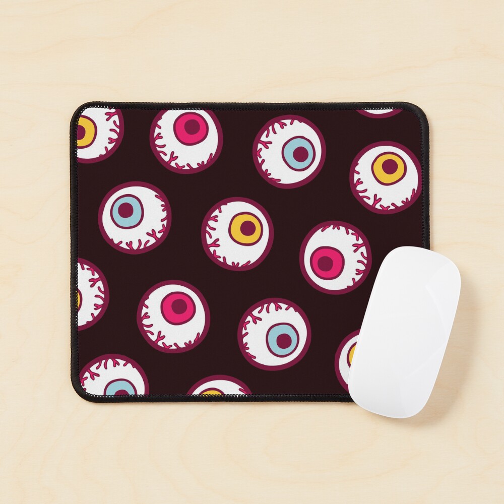 Halloween Candy Eyeball Pattern in Black Mouse Pad