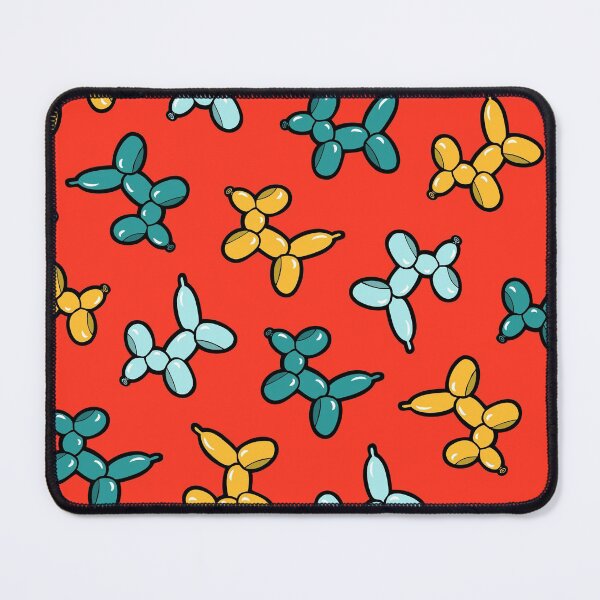 Balloon Animal Dogs Pattern in Red Mouse Pad