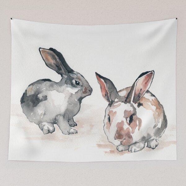Item preview, Rabbit Pet Painting - Hare, Bunny - Asian Zen Art - Japanese Watercolor - Anaimal Art - Peinture Aquarelle Animaux - Dessin Lapin Original designed and sold by ArtProvocation.