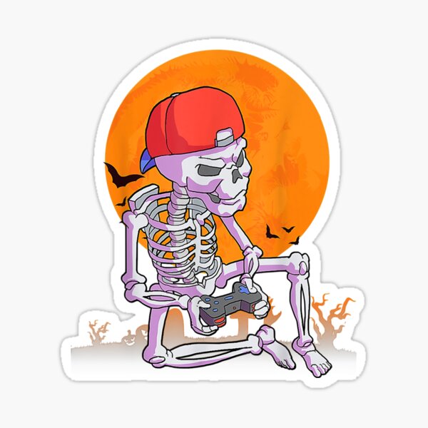Halloween Men Boys Gamer Gift Skeleton Outfit Boys Sticker