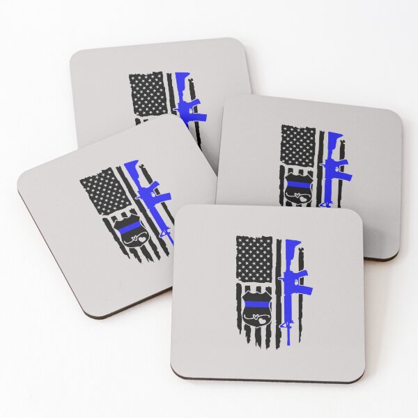 Item preview, Thin Blue Line AR 15 Rifle Flag with Badge designed and sold by Sheepherder120.