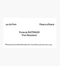 American Psycho Bateman Business Card Photographic Print