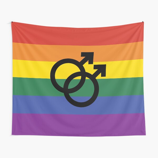 Item preview, mlm, interlocking symbols over rainbow flag designed and sold by Skyler Orion X.