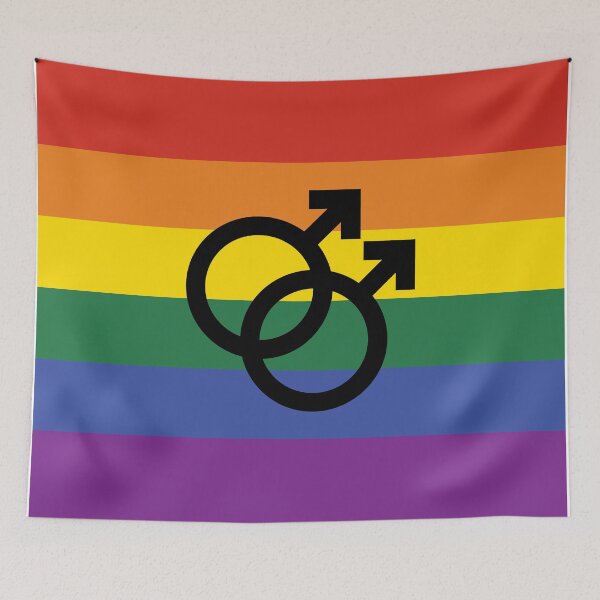 Item preview, mlm, interlocking symbols over rainbow flag designed and sold by Skyler Orion X.