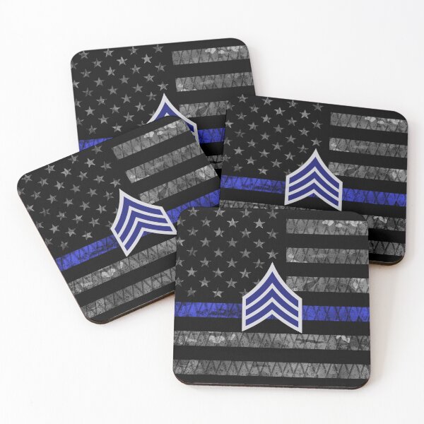 Item preview, Sergeant Stripes Thin Blue Line Distressed Flag designed and sold by Jared Davies.