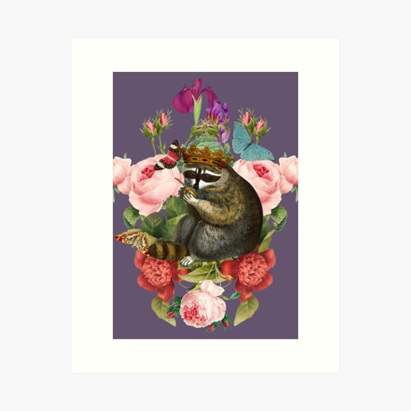Item preview, Royal Vintage Racoon With Crown, Vintage Roses And Flowers designed and sold by TrulyEpoque.