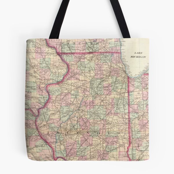 Item preview, Vintage Map of Illinois (1874) designed and sold by BravuraMedia.