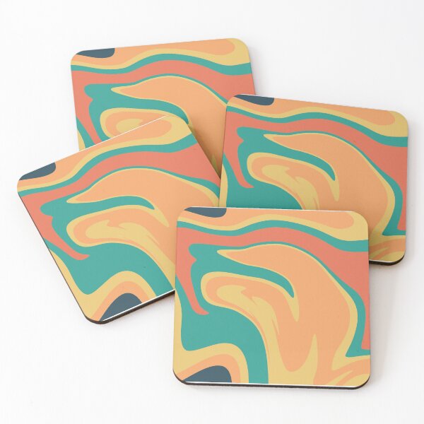 Item preview, Multicolored Green and Orange Waves Liquid Marble  designed and sold by NECHSTORE.