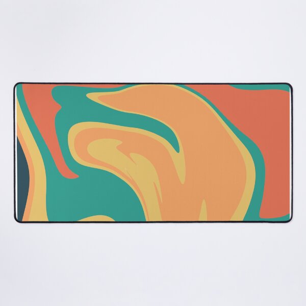 Item preview, Multicolored Green and Orange Waves Liquid Marble  designed and sold by NECHSTORE.