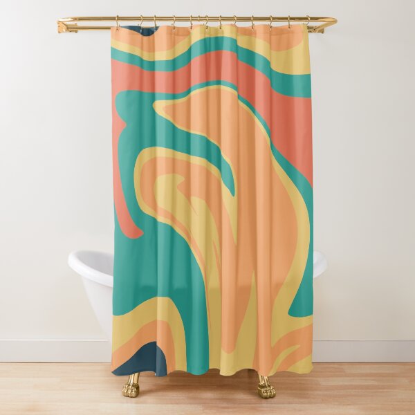 Item preview, Multicolored Green and Orange Waves Liquid Marble  designed and sold by NECHSTORE.