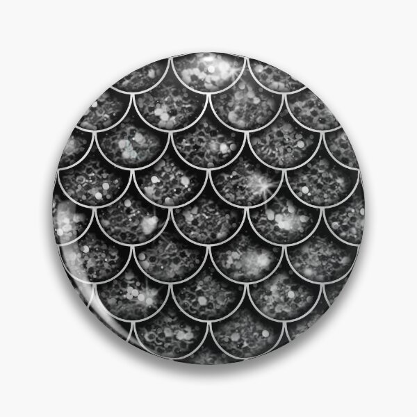 Item preview, Mermaid Fish Scales Glittery Silver Black White designed and sold by LoreliDesigns.