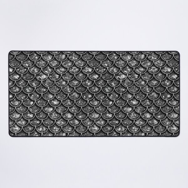 Item preview, Mermaid Fish Scales Glittery Silver Black White designed and sold by LoreliDesigns.
