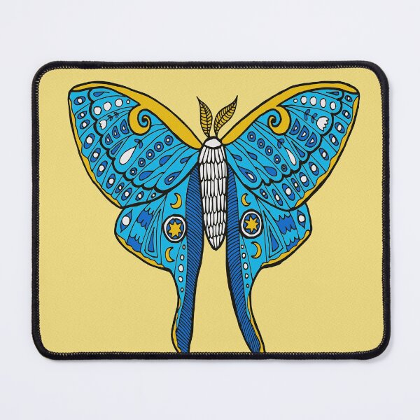 Item preview, Luna Moth Butterfly Blue and Yellow designed and sold by Julie Erin Designs.