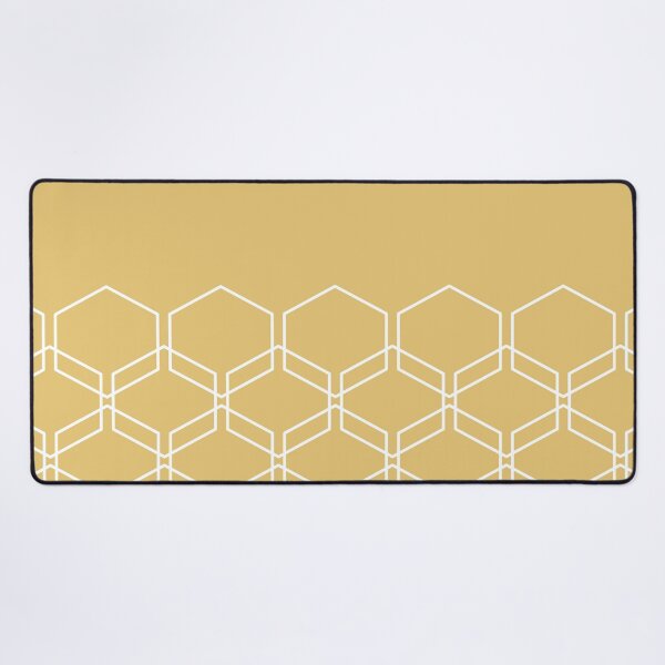 Item preview, Overlapping geometric hexagon pattern in white with light yellow background designed and sold by CiniArt.