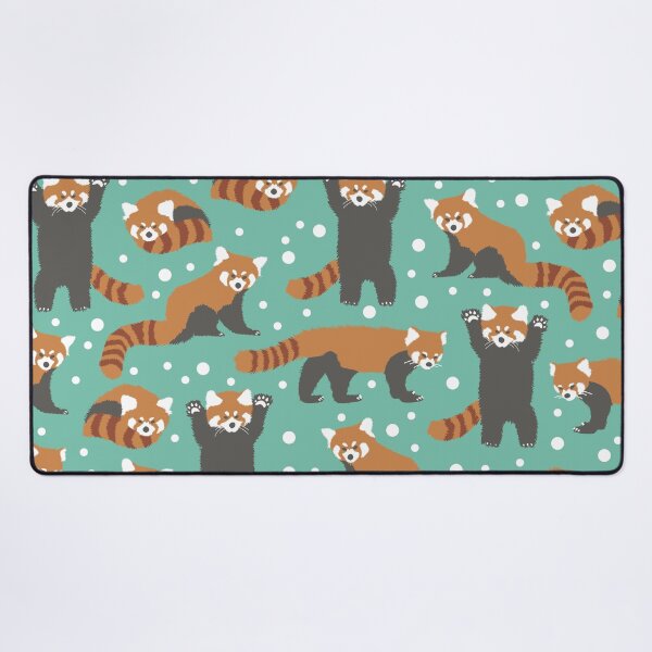 Item preview, Cute red panda pattern with white dots and turquoise background designed and sold by CiniArt.