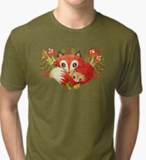 Fox Mom & Pup Tri-blend T-Shirt