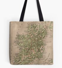 Vintage Physical Map of Ireland (1880) Tote Bag