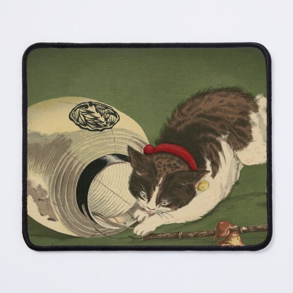 Item preview, Cat and Lantern by Kobayashi Kiyochika designed and sold by ArtExpression.