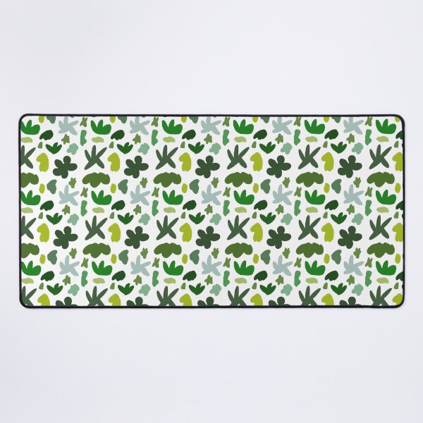Whimsical Wonky Green Tone Random Shapes Pattern Desk Mat