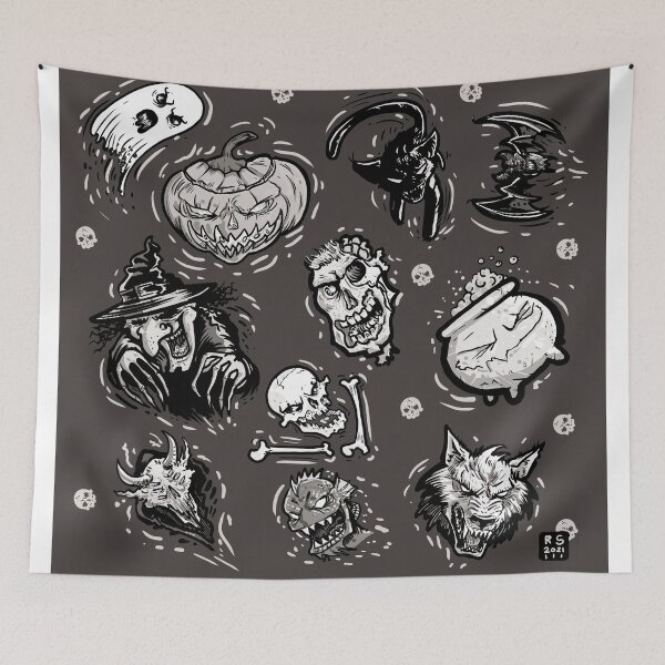 Item preview, Halloween  monstas B&W designed and sold by Ronald Segovia.