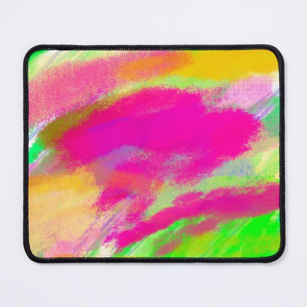 Modern Abstract Colorful Splashed Pink Green Purple Yellow Watercolor Effect Lines Mouse Pad