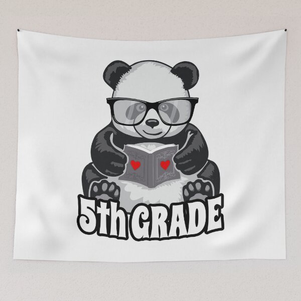 Aperçu de l'œuvre 5e année Retour à l'école Lecteur de livre Panda Coeur d'enseignant créée et vendue par GrandeDuc.