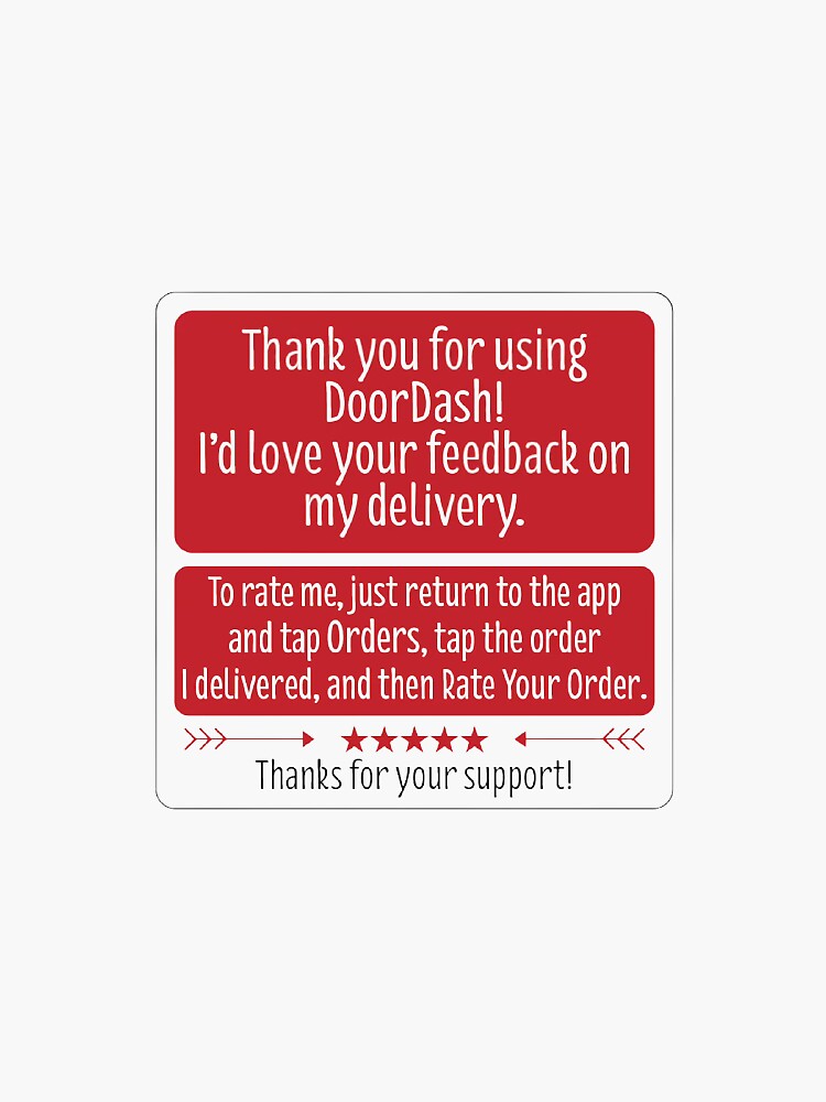 Personalized Doordash Delivery Driver Thank You Rating 