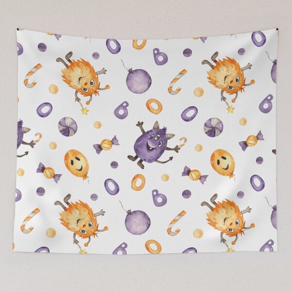 Item preview, Halloween Monsters, Sweets, Balloons Seamless Pattern designed and sold by GeeHanz.