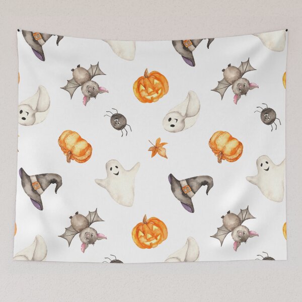 Item preview, Halloween Ghost, Pumpkin, Bat, Spider Seamless Pattern designed and sold by GeeHanz.