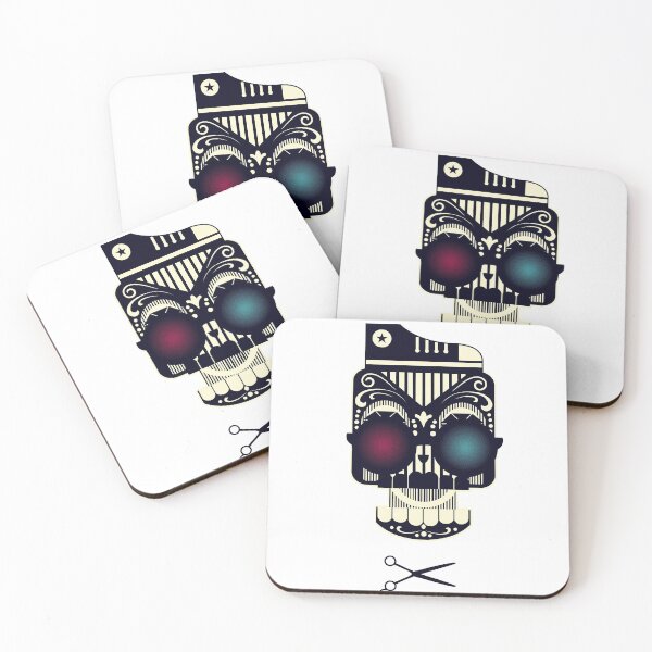 Item preview, Barber-Robot-Day-of-the-dead-skull-face designed and sold by buffoola.