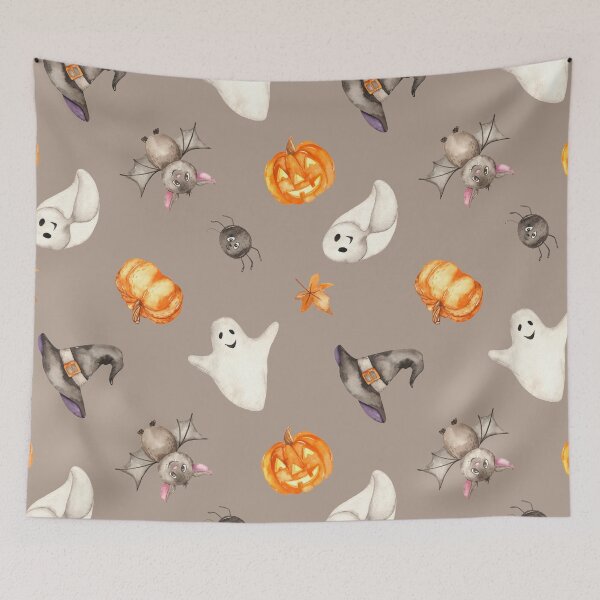 Item preview, Halloween Ghost, Pumpkin, Bat, Spider Seamless Pattern designed and sold by GeeHanz.