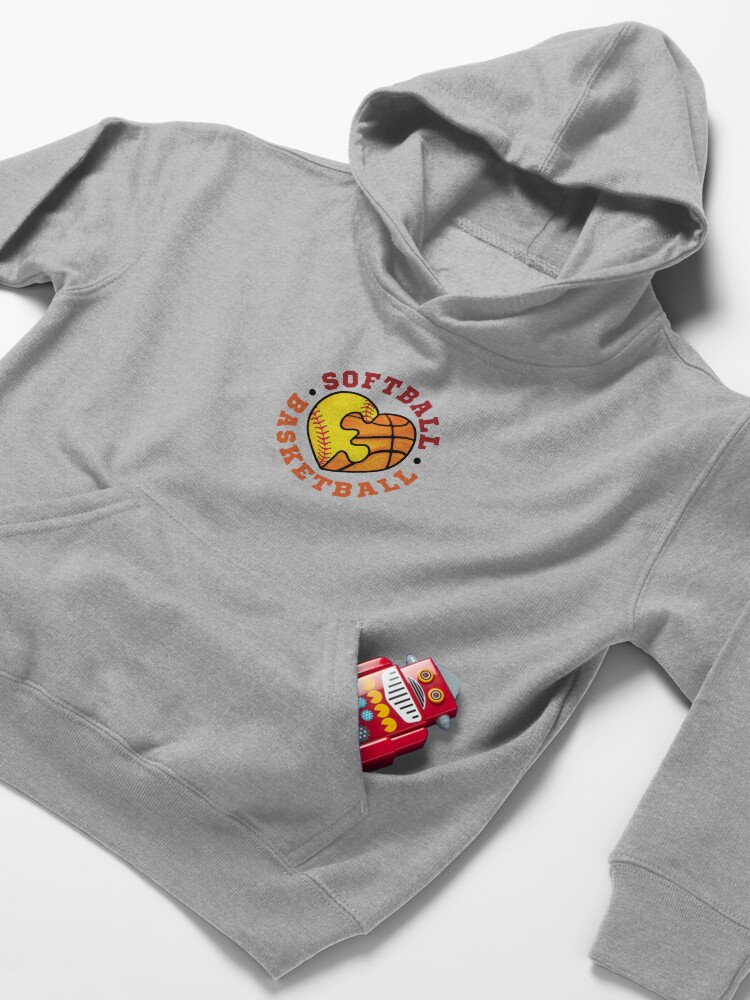Alternate view of Softball Basketball Kids Pullover Hoodie