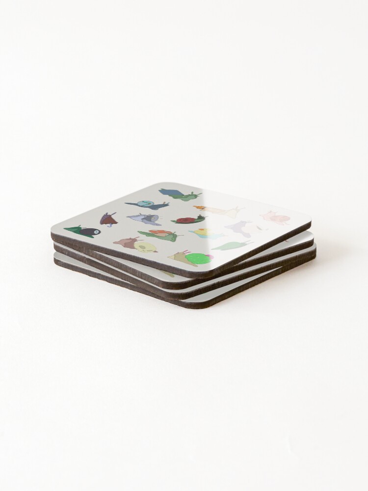 Thumbnail 4 of 5, Coasters (Set of 4), Snails with Object Shells - Object Snails - Colorful designed and sold by Risky-Biznus.