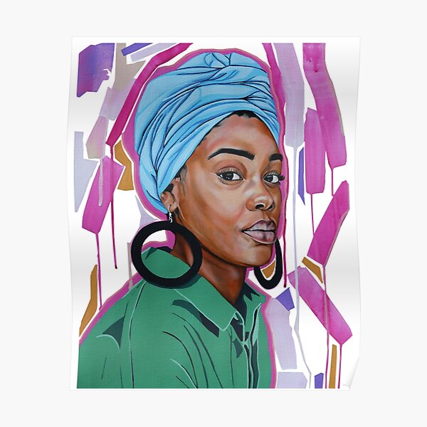 Light blue head wrap with hoops Poster