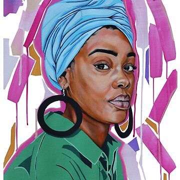 Artwork thumbnail, Light blue head wrap with hoops by Mikela Henry-Lowe