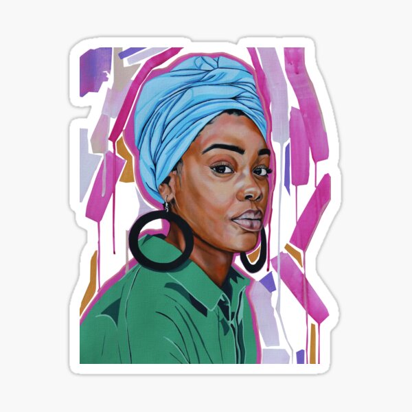 Light blue head wrap with hoops Sticker