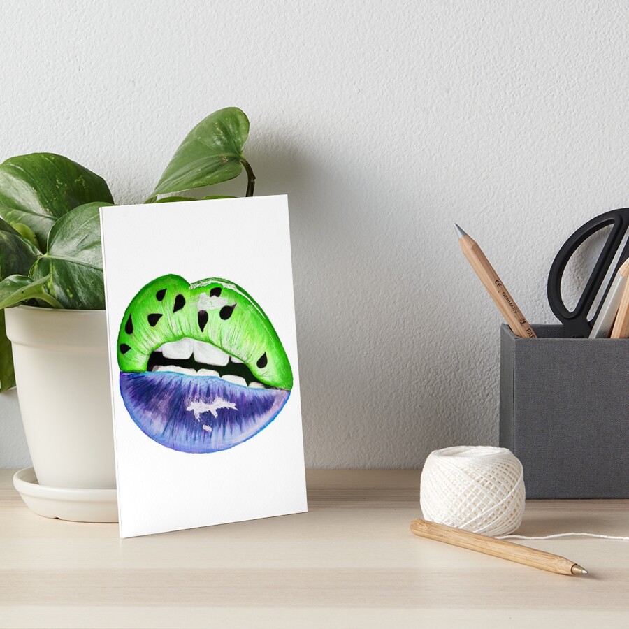 "Watermelon lip drawing" Art Board Print by Jcolordrawingz Redbubble