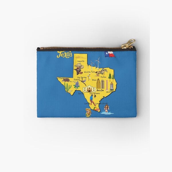 Item preview, Hand Drawn Illustration of Texas Map with Tourist Destinations and major cities designed and sold by mashmosh.