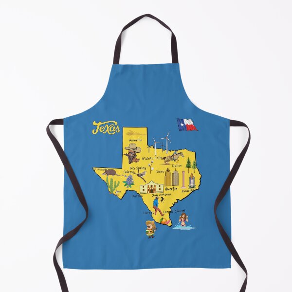 Item preview, Hand Drawn Illustration of Texas Map with Tourist Destinations and major cities designed and sold by mashmosh.