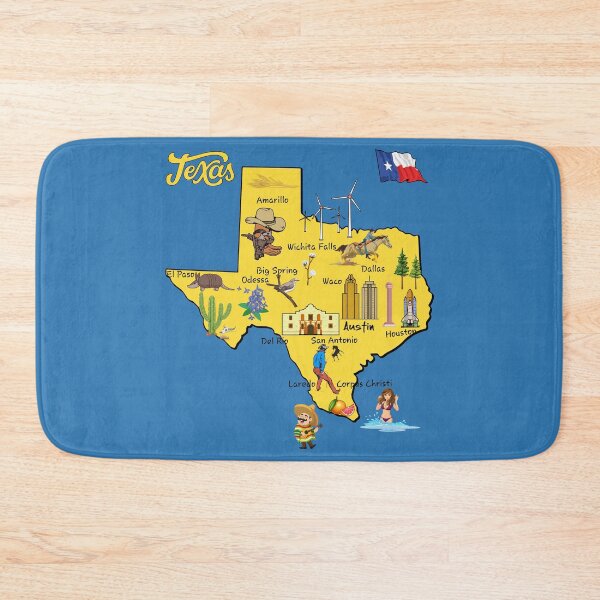 Item preview, Hand Drawn Illustration of Texas Map with Tourist Destinations and major cities designed and sold by mashmosh.