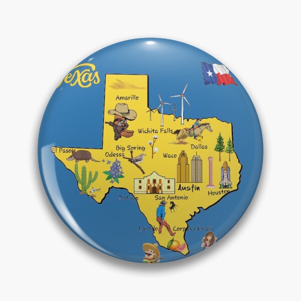 Item preview, Hand Drawn Illustration of Texas Map with Tourist Destinations and major cities designed and sold by mashmosh.